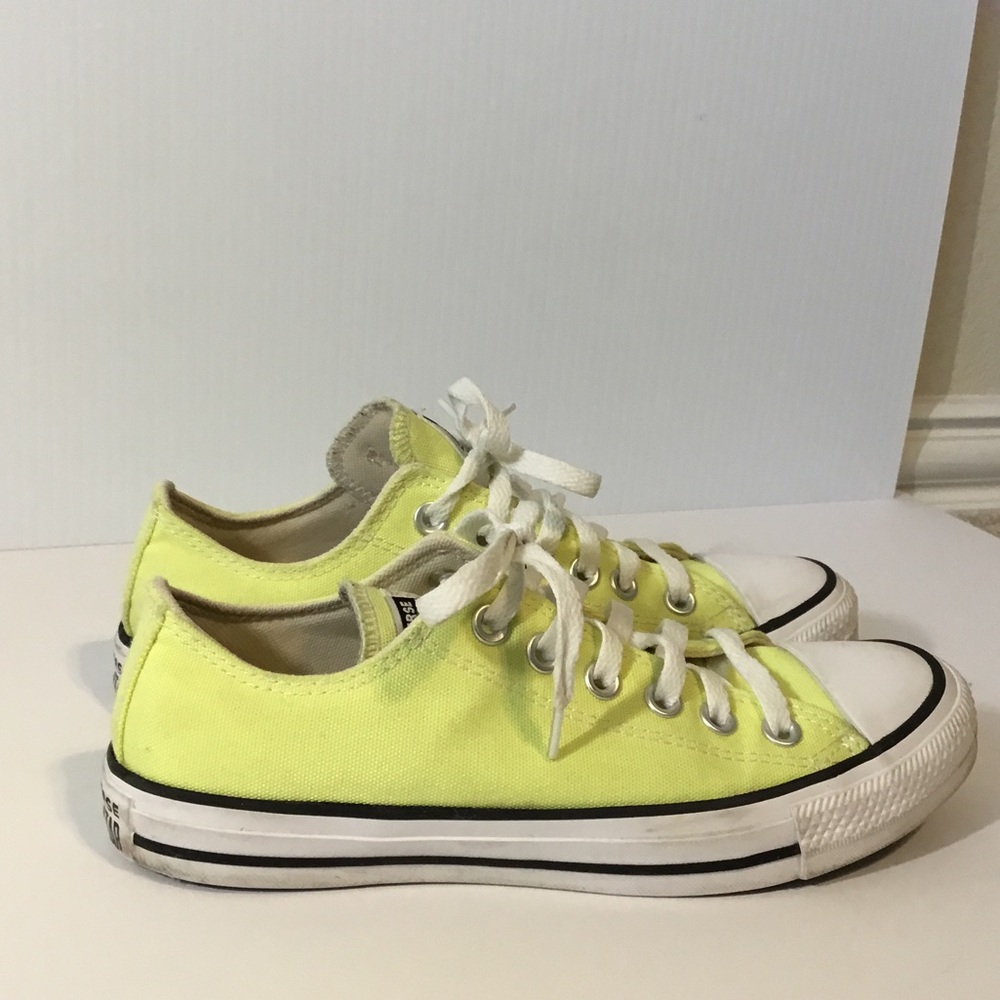 Converse Low Top Sneakers in Neon Yellow and White